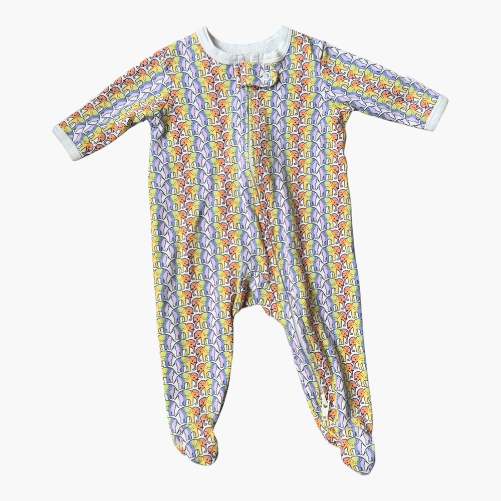 Roller Rabbit Tie-Dye Daze Elephant Print Zip Footie Pajamas Size 0-3M